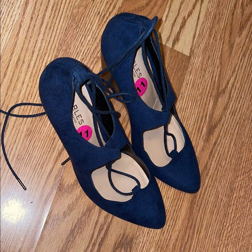 Charles By Charles David Navy Lace-Up wedges shoes - Picture 1 of 11
